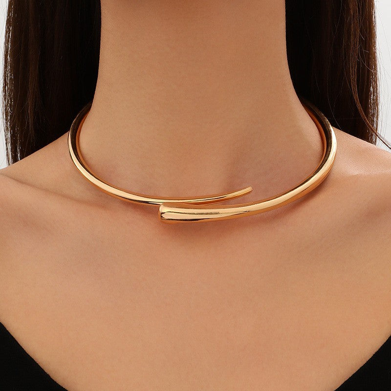 European and American Cross-Border Popular Bracelets Ins Normcore Asymmetrical Wave Pattern Bracelets Metal Glossy Bracelets Women's Jewelry
