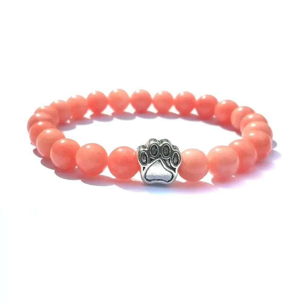Direct manufacturer, popular on AliExpress: 8mm tiger eye stone, white turquoise, dog paw transparent elastic cord bracelet