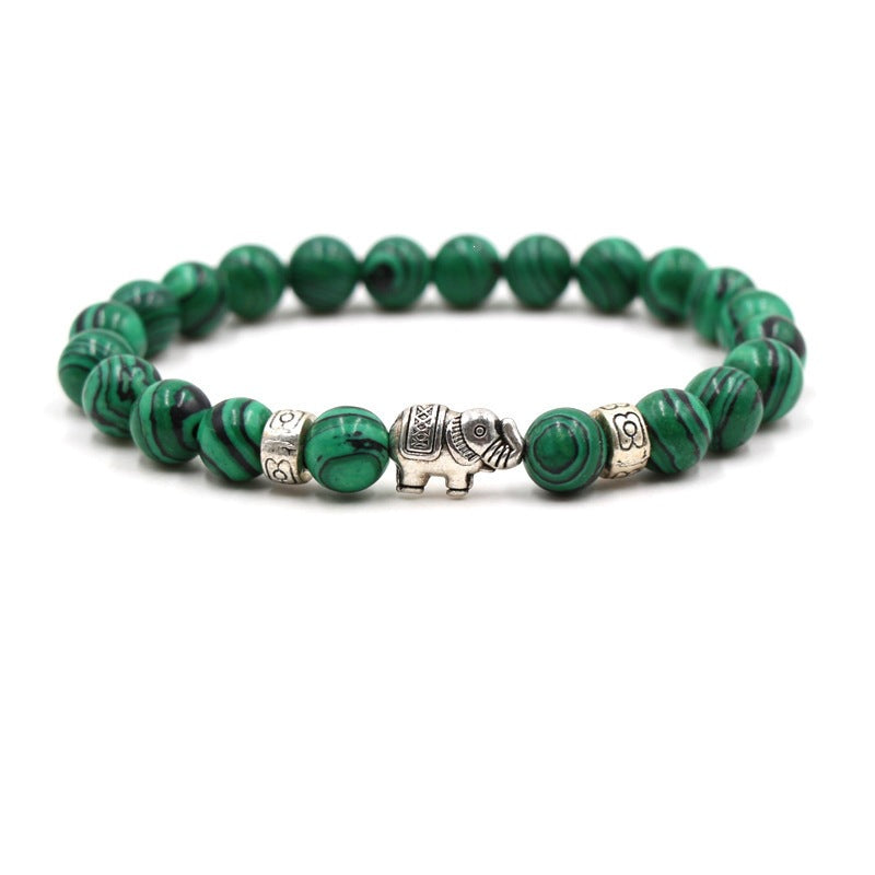 Natural Stone Animal Bracelet for Teenagers, Volcanic Stone, Tiger Eye Stone, White Turquoise, Green Turquoise, Black Frosted Stone, Gold Sand Bracelet