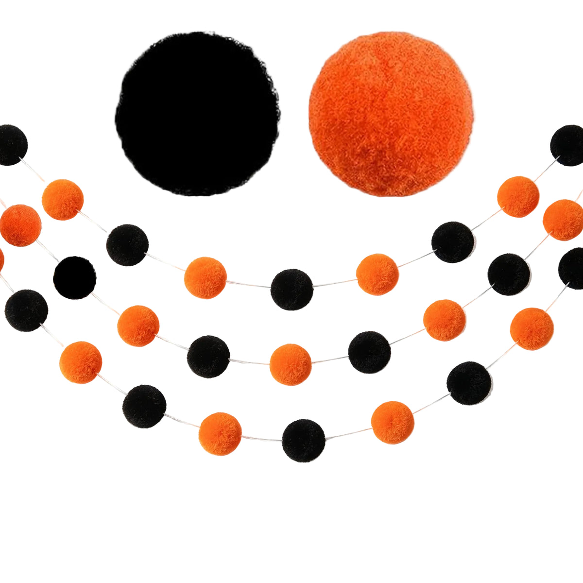 3-piece set of Halloween-themed ins-style pom-pom garlands for party