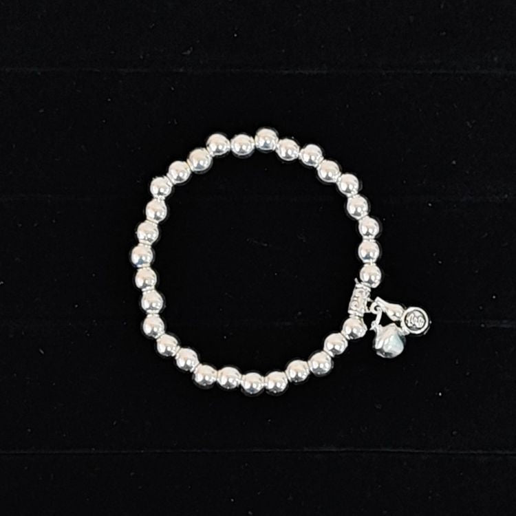 Beaded Lucky Cat Bracelet, Silver-Plated Bracelet with Round Beads, Elastic Cord Handmade Beaded Bracelet from Yunnan, Guizhou, and Sichuan, Auspicious Elephant Bell