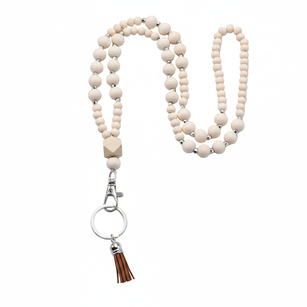 wooden beads handmade keychain rainbow tassel pendant key ring   necklace  card lanyard pendant