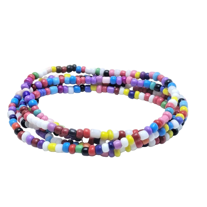 Body Chain with Glass Seed Beads, Fashionable Magic Hand Fish Pendant Accessories, Elastic Handmade Beaded Jewelry Waist Chain