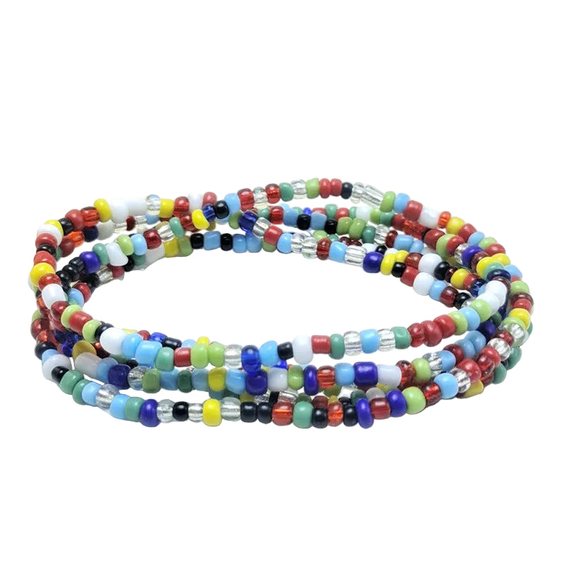 Body Chain with Glass Seed Beads, Fashionable Magic Hand Fish Pendant Accessories, Elastic Handmade Beaded Jewelry Waist Chain