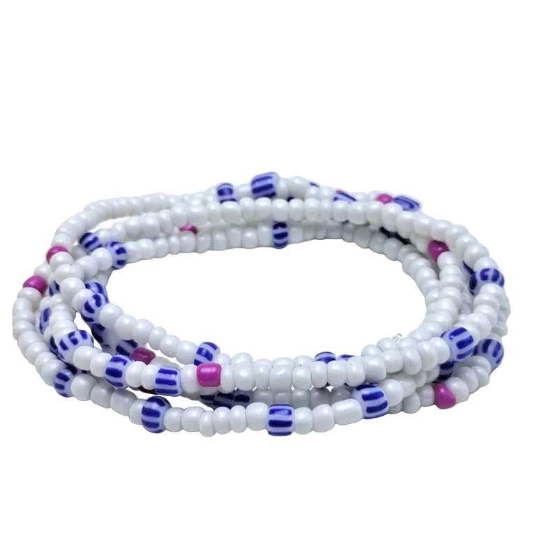 Body Chain with Glass Seed Beads, Fashionable Magic Hand Fish Pendant Accessories, Elastic Handmade Beaded Jewelry Waist Chain