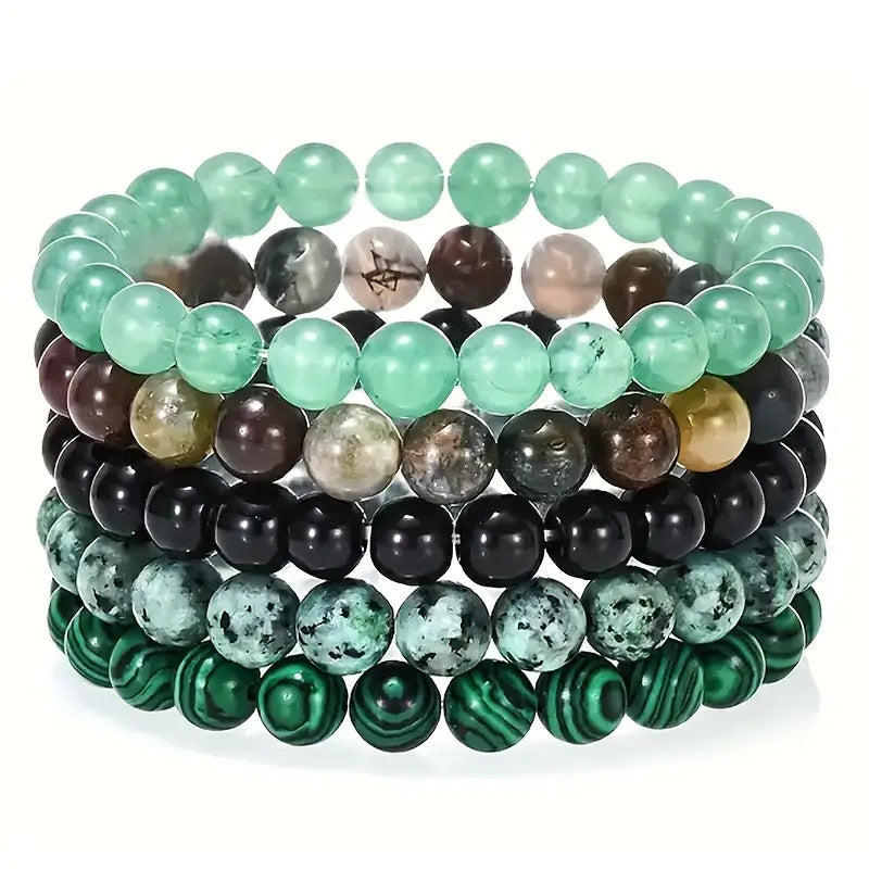 Shopee Amazon Cross-Border Popular 5-Piece Beaded Bracelet European and American Best-Selling Natural Stone Bracelet Ready for Sale