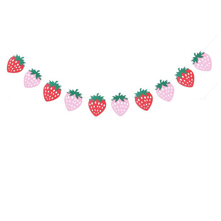 Felt Material Strawberry Love Sunflower Banner Garland Baby Shower Strawberry Birthday Party Decoration