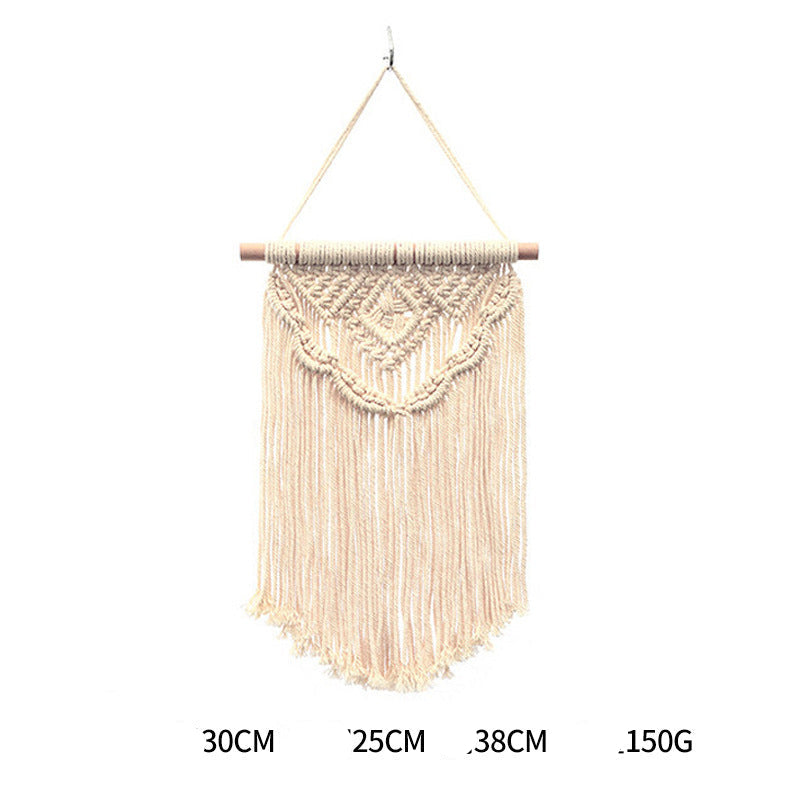 Bohemian Hand-Woven Cotton Rope Tapestry White Cotton Decorative Tapestry Amazon Bedroom Home Retro Style