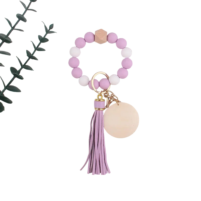 Silicone Ball Bead Key Bracelet Teacher's Day Valentine's Day Wrist Keychain Pendant Leather Bracelet