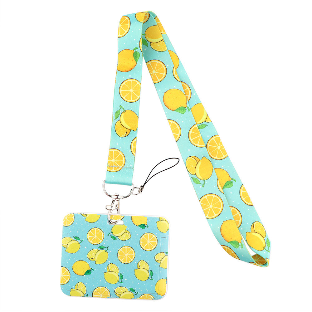 Fruit avocado pineapple strawberry lemon mobile phone rope webbing certificate bus ID card work hard shell card set