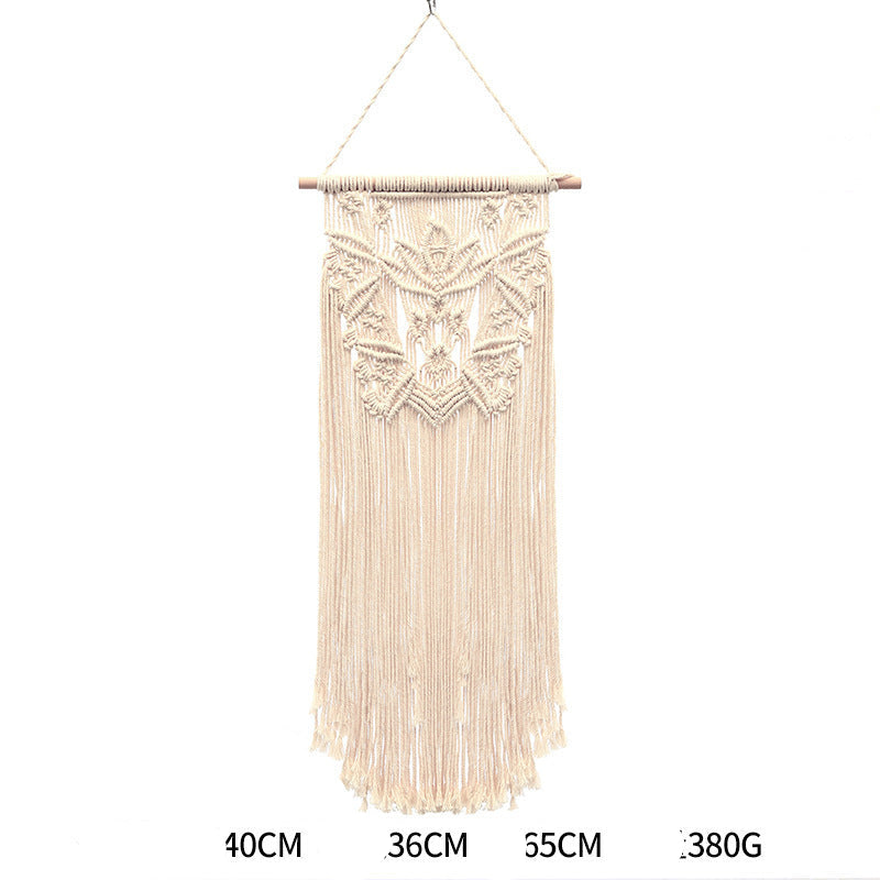 Bohemian Hand-Woven Cotton Rope Tapestry White Cotton Decorative Tapestry Amazon Bedroom Home Retro Style