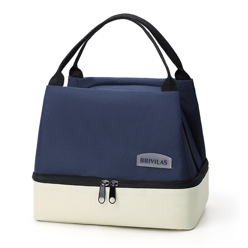 New Dopamine Large-Capacity Double-Layer  Aluminum Foil Thickened Portable Picnic Bag Office Worker Insulated Lunch Bag