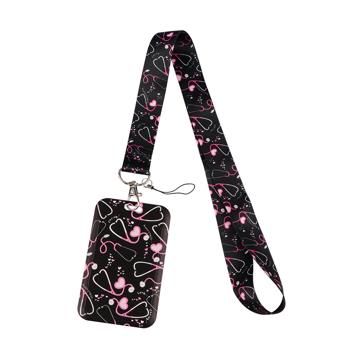 New Heart-Shaped Mobile Phone Lanyard Card Holder Student Bus Card Exhibition Id Personalized Trendy Hard Shell Protective Cover