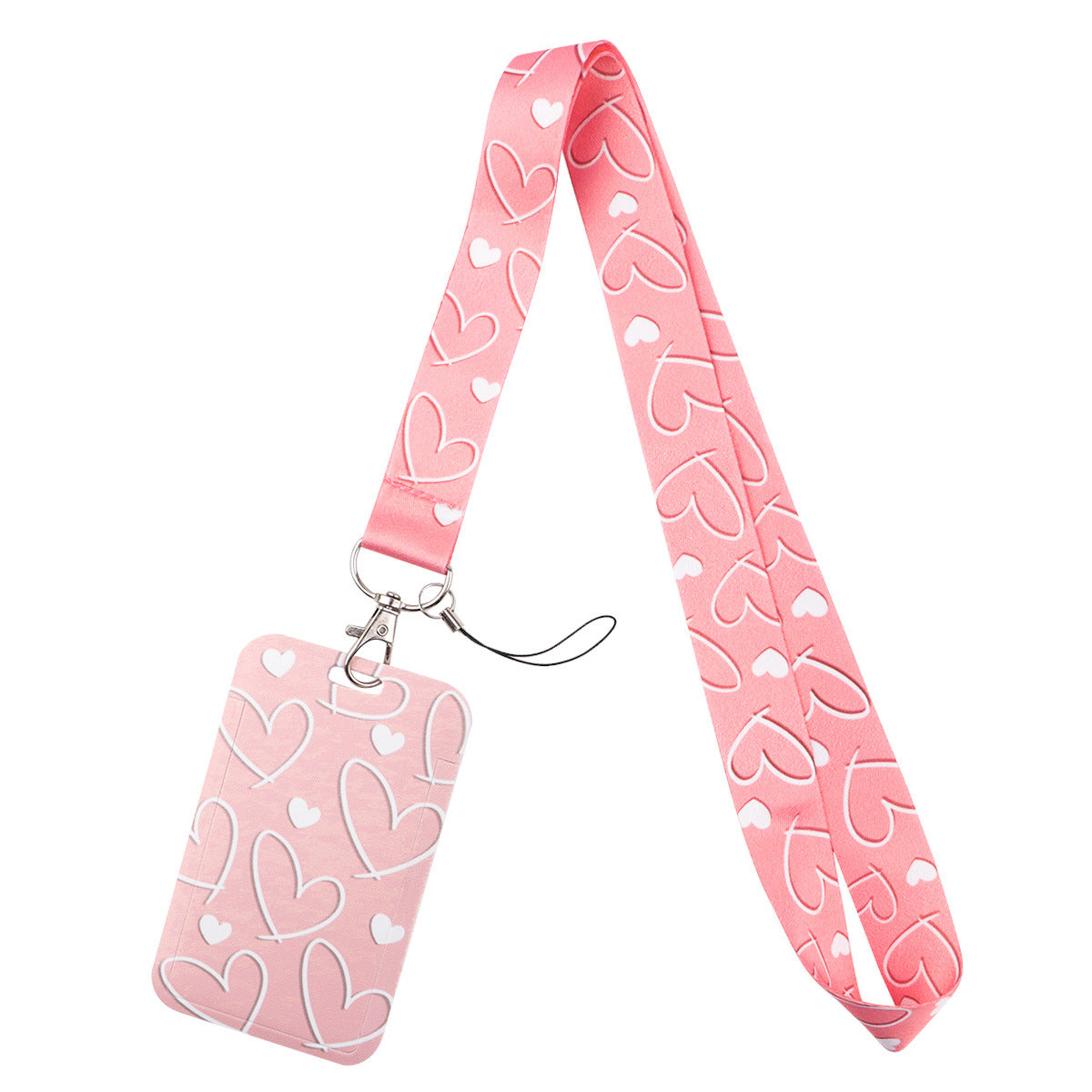 New Heart-Shaped Mobile Phone Lanyard Card Holder Student Bus Card Exhibition Id Personalized Trendy Hard Shell Protective Cover