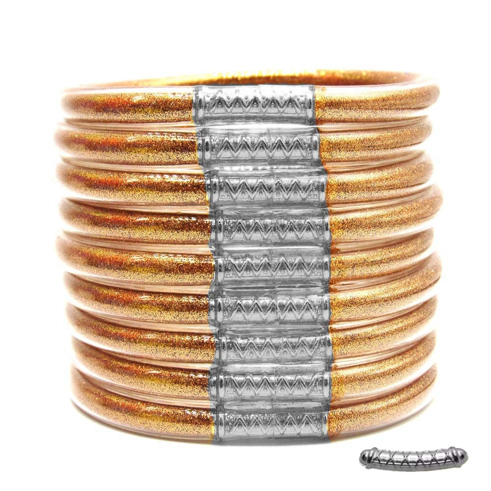 Cross-Border Hot-Selling 9-Layer Pvc Silicone Tube Gold Powder Bracelet Jelly Bangles Women's Bracelet Mixed Batch