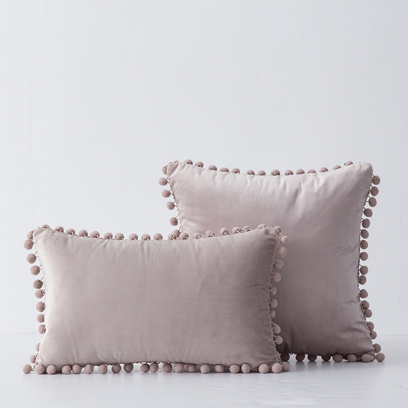 Factory in stock plain fur ball pillow modern minimalist sofa pillow bedside waist pillow cross-border delivery