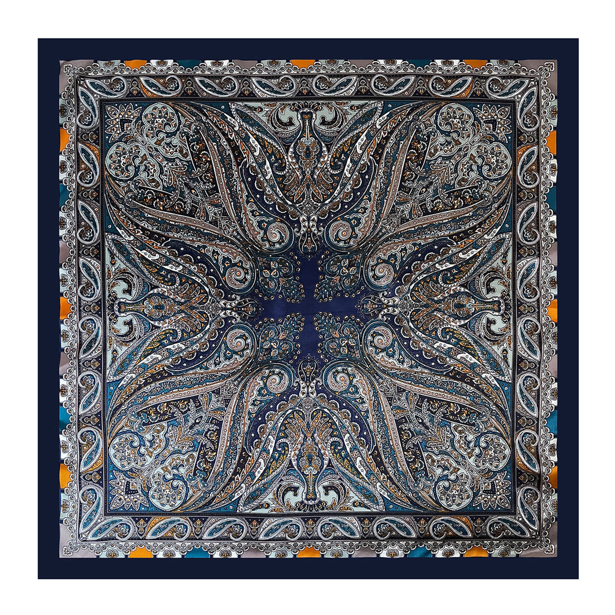 90cm Paisley Silk Scarf for Women, Trendy and Versatile, European and American Style, Imitation Silk Paisley Headscarf Wholesale