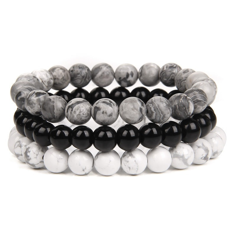 New European and American Trendy Jewelry: Gravel Bead Bracelet, Pink Crystal, Tiger Eye, Agate Stone Combination Set, Elastic Bracelet