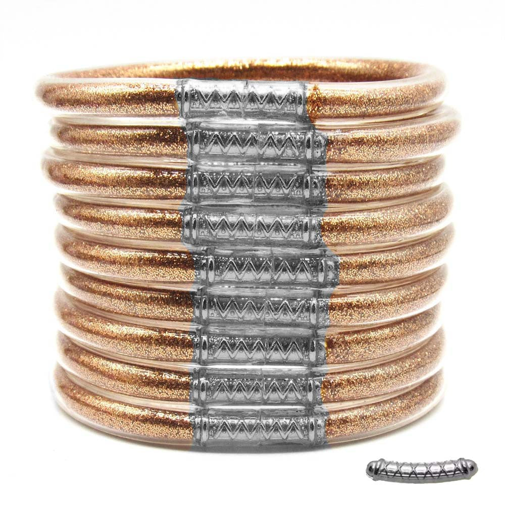 Cross-Border Hot-Selling 9-Layer Pvc Silicone Tube Gold Powder Bracelet Jelly Bangles Women's Bracelet Mixed Batch