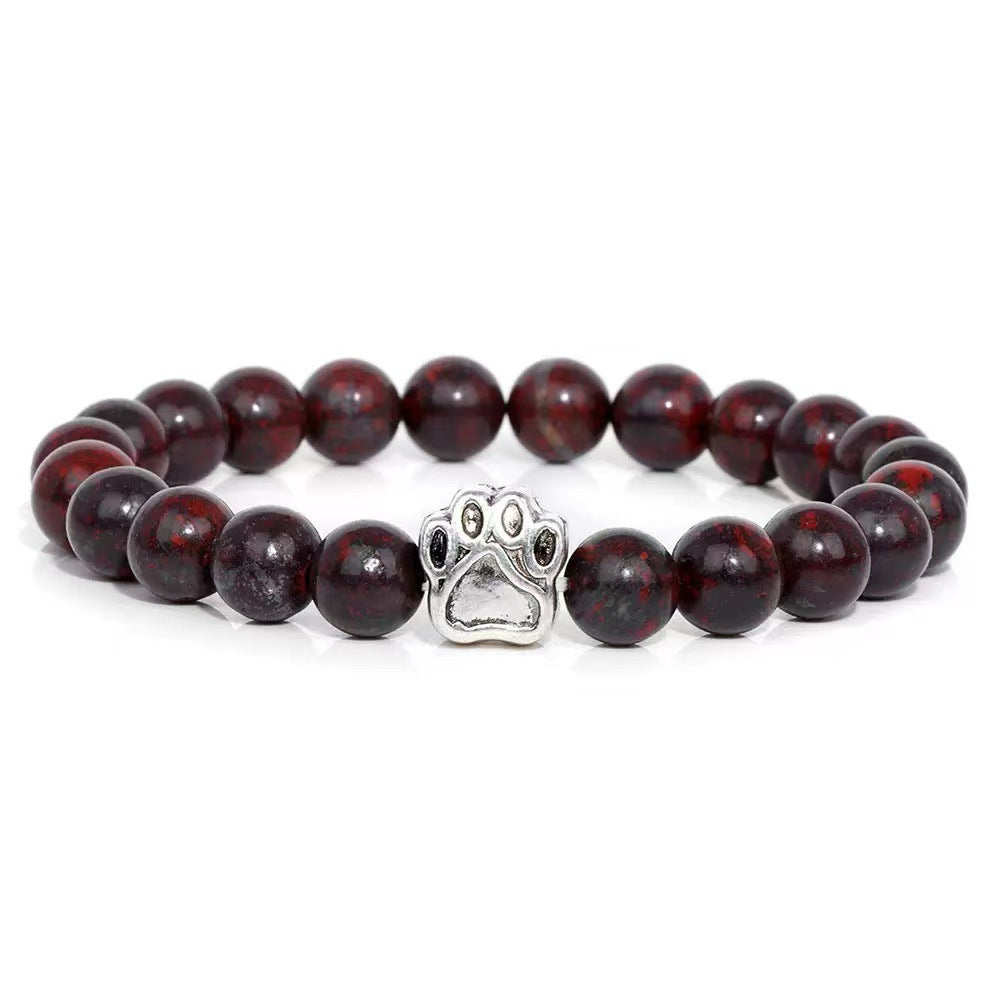 Direct manufacturer, popular on AliExpress: 8mm tiger eye stone, white turquoise, dog paw transparent elastic cord bracelet