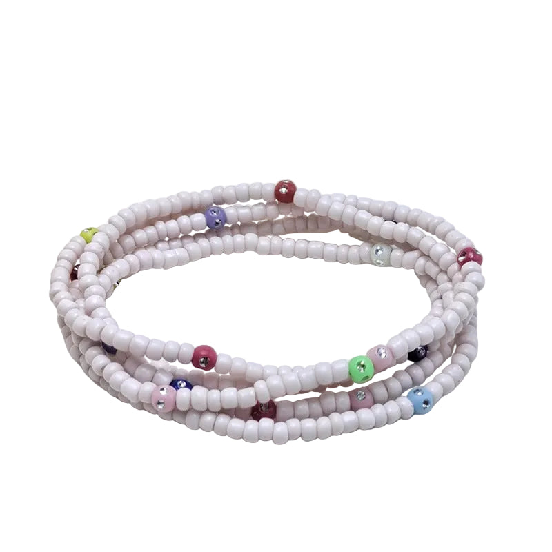 Body Chain with Glass Seed Beads, Fashionable Magic Hand Fish Pendant Accessories, Elastic Handmade Beaded Jewelry Waist Chain