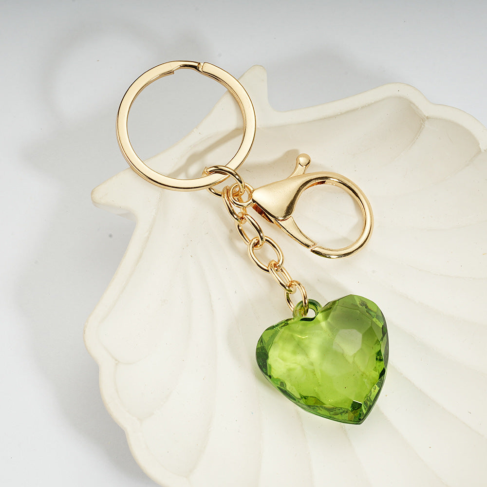 Transparent Heart-Shaped Imitation Crystal Acrylic Peach Heart Pendant Keychain Heart-Shaped Bag Charm