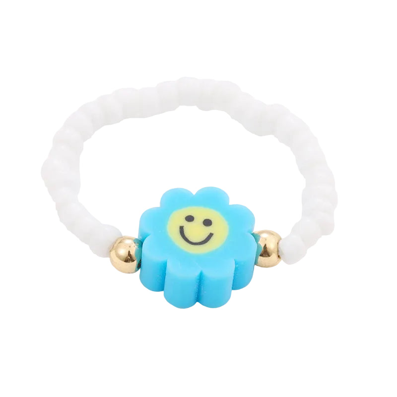 2PCs Mixed Color Beaded Star Smiley Multi-Row Stacked Summer Ring /Finger Rings/Toe Rings Set for Women