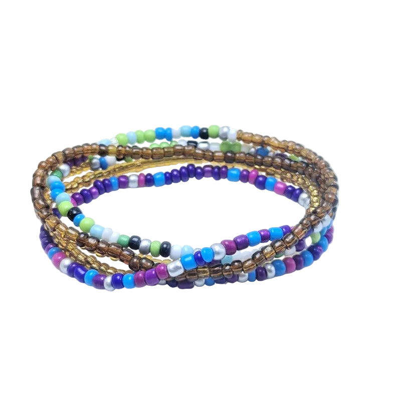 Body Chain with Glass Seed Beads, Fashionable Magic Hand Fish Pendant Accessories, Elastic Handmade Beaded Jewelry Waist Chain
