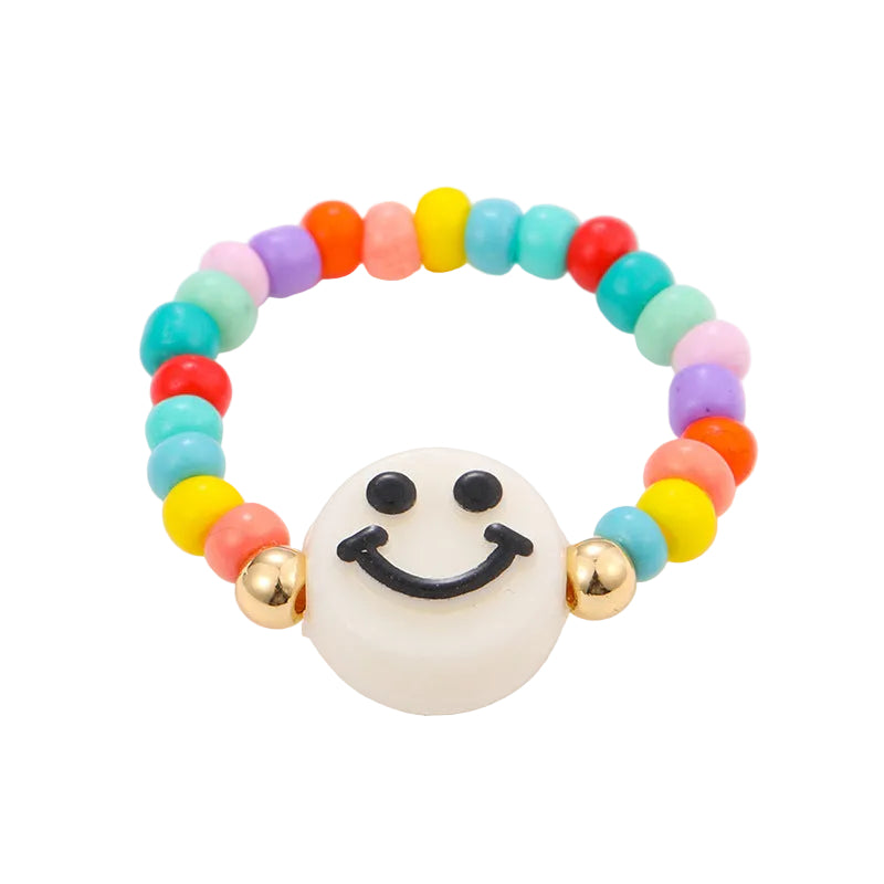 2PCs Mixed Color Beaded Star Smiley Multi-Row Stacked Summer Ring /Finger Rings/Toe Rings Set for Women