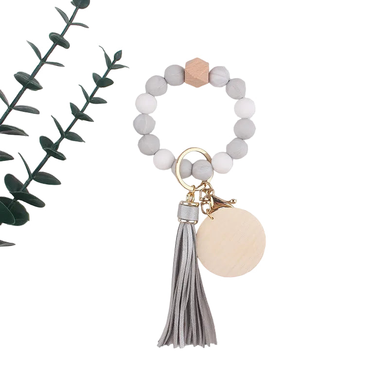 Silicone Ball Bead Key Bracelet Teacher's Day Valentine's Day Wrist Keychain Pendant Leather Bracelet