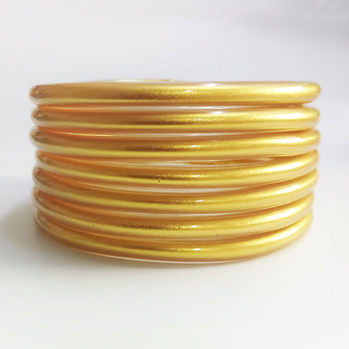 7-Layer Plastic Silicone Bracelets Gold Foil Jelly Bangles Multi-Layer Silicone Gold Foil Paint Bracelets Factory Direct Sales