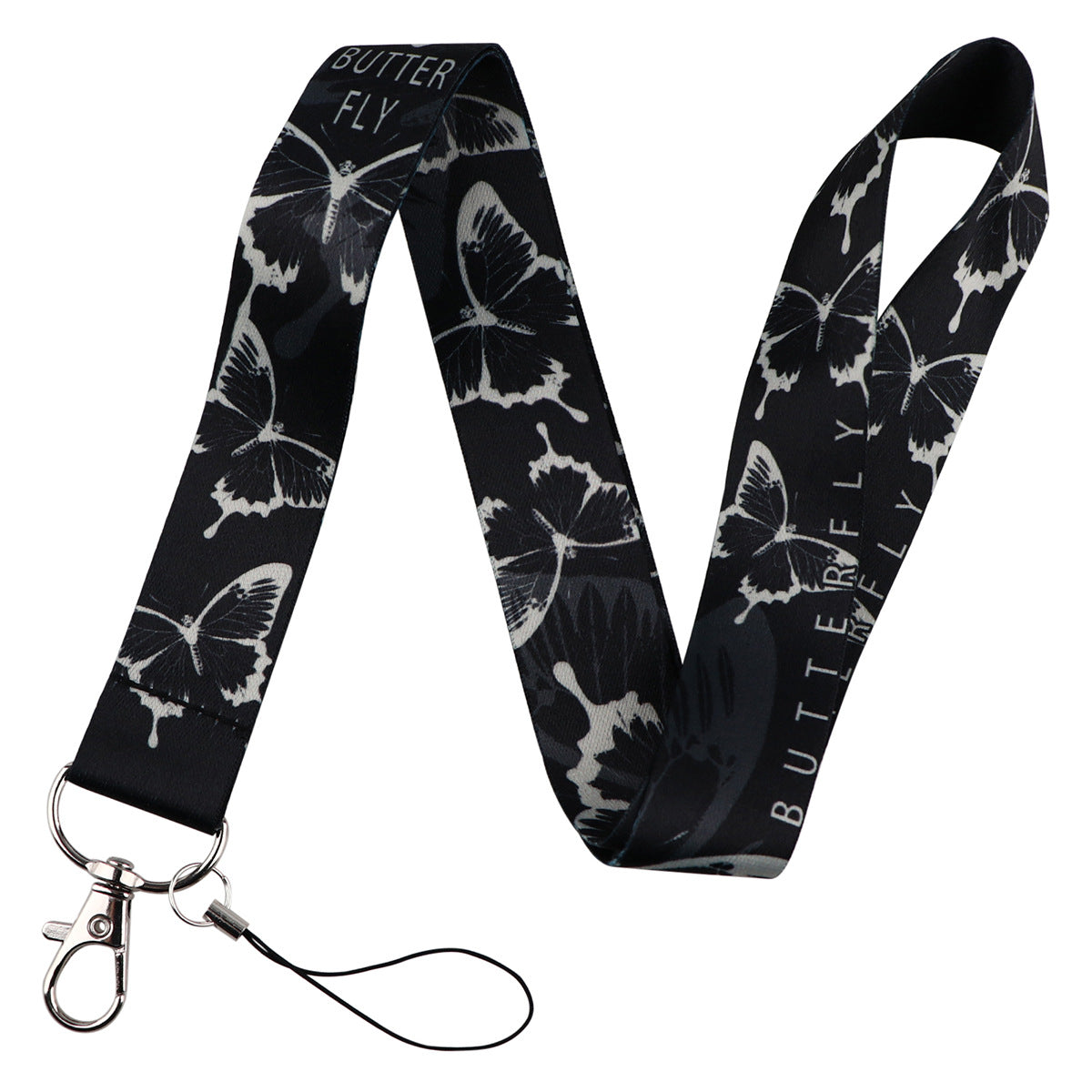 New Retro High-grade Butterfly Lanyard Card Set Ribbon Student Daily Simple Hanging  Combination Work Card Mobile Phone