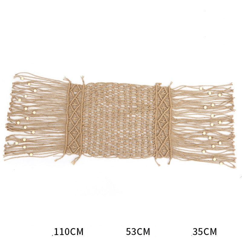 Bohemian Hand-Woven Cotton Rope Tapestry White Cotton Decorative Tapestry Amazon Bedroom Home Retro Style