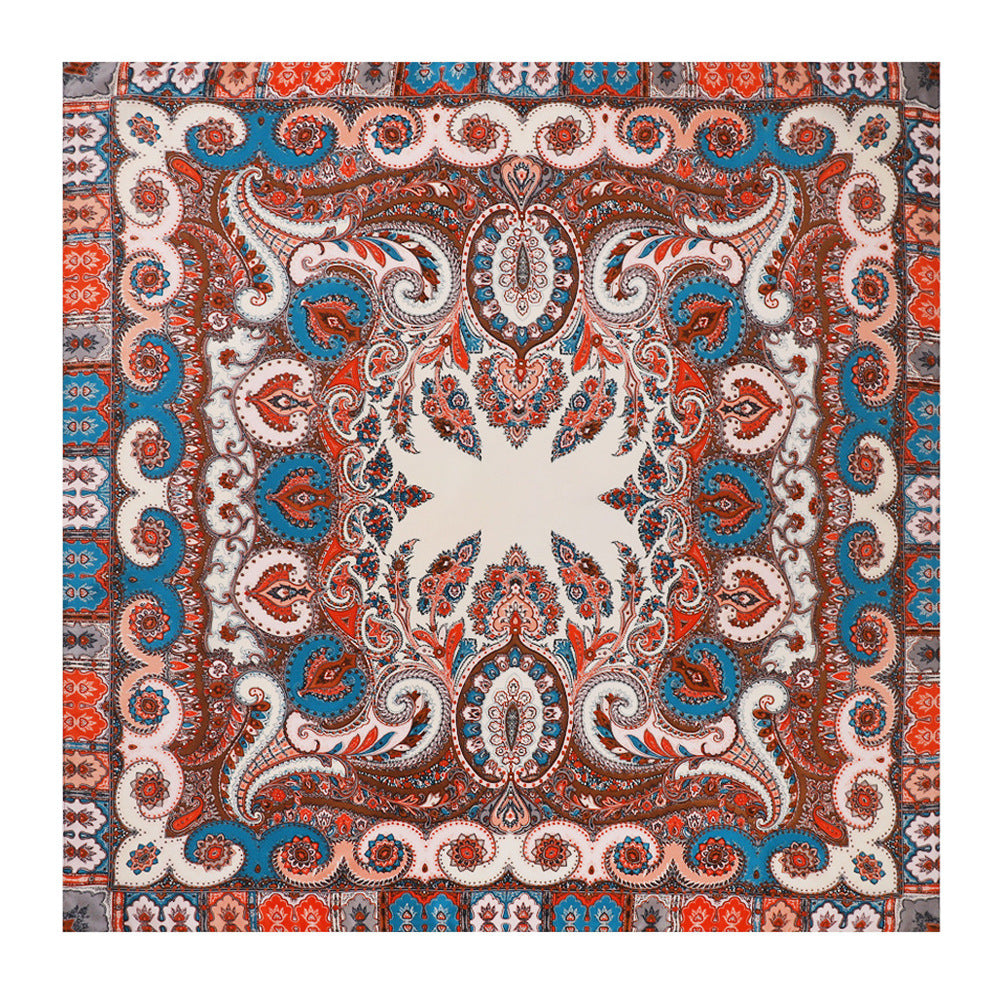 90cm Paisley Silk Scarf for Women, Trendy and Versatile, European and American Style, Imitation Silk Paisley Headscarf Wholesale