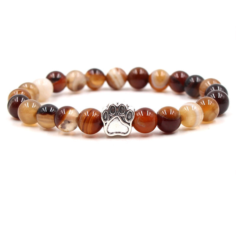 Direct manufacturer, popular on AliExpress: 8mm tiger eye stone, white turquoise, dog paw transparent elastic cord bracelet