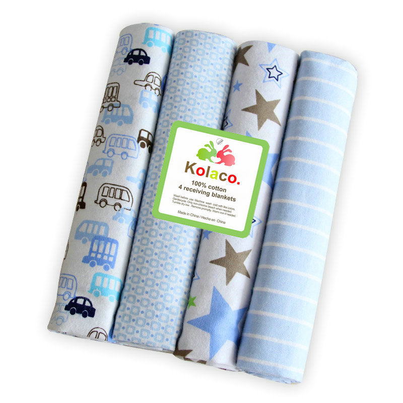 Cotton Flannel Fleece Cotton Flannel Baby Blanket Printed 4-Pack Swaddle Blanket Bed Sheetss Kolaco