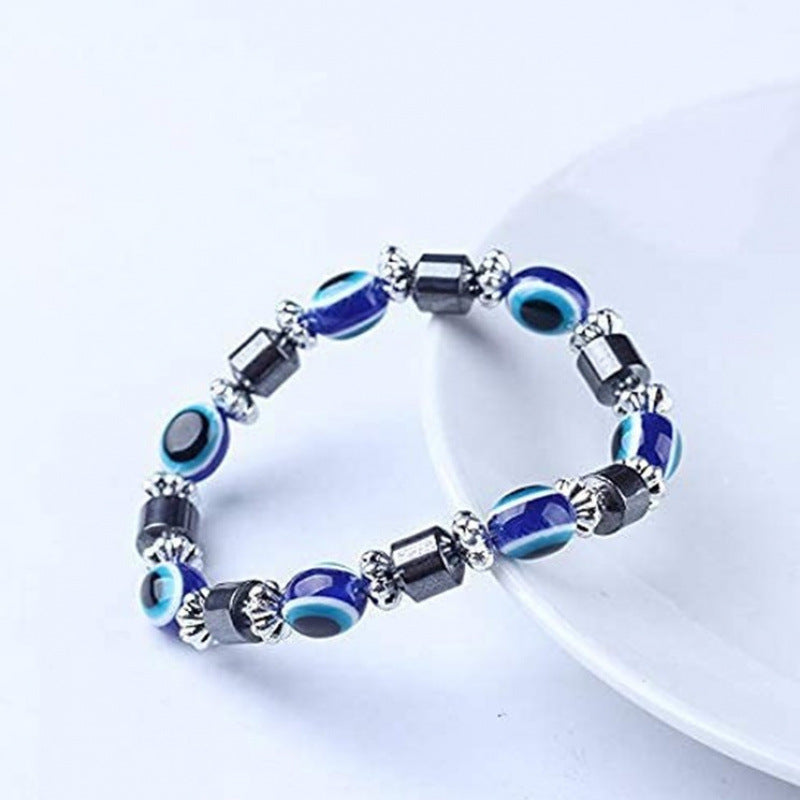 Amazon's Hottest Devil's Eye Fatima Palm Crystal Bracelet Blue Eyes Elastic Beaded Bracelet in Stock