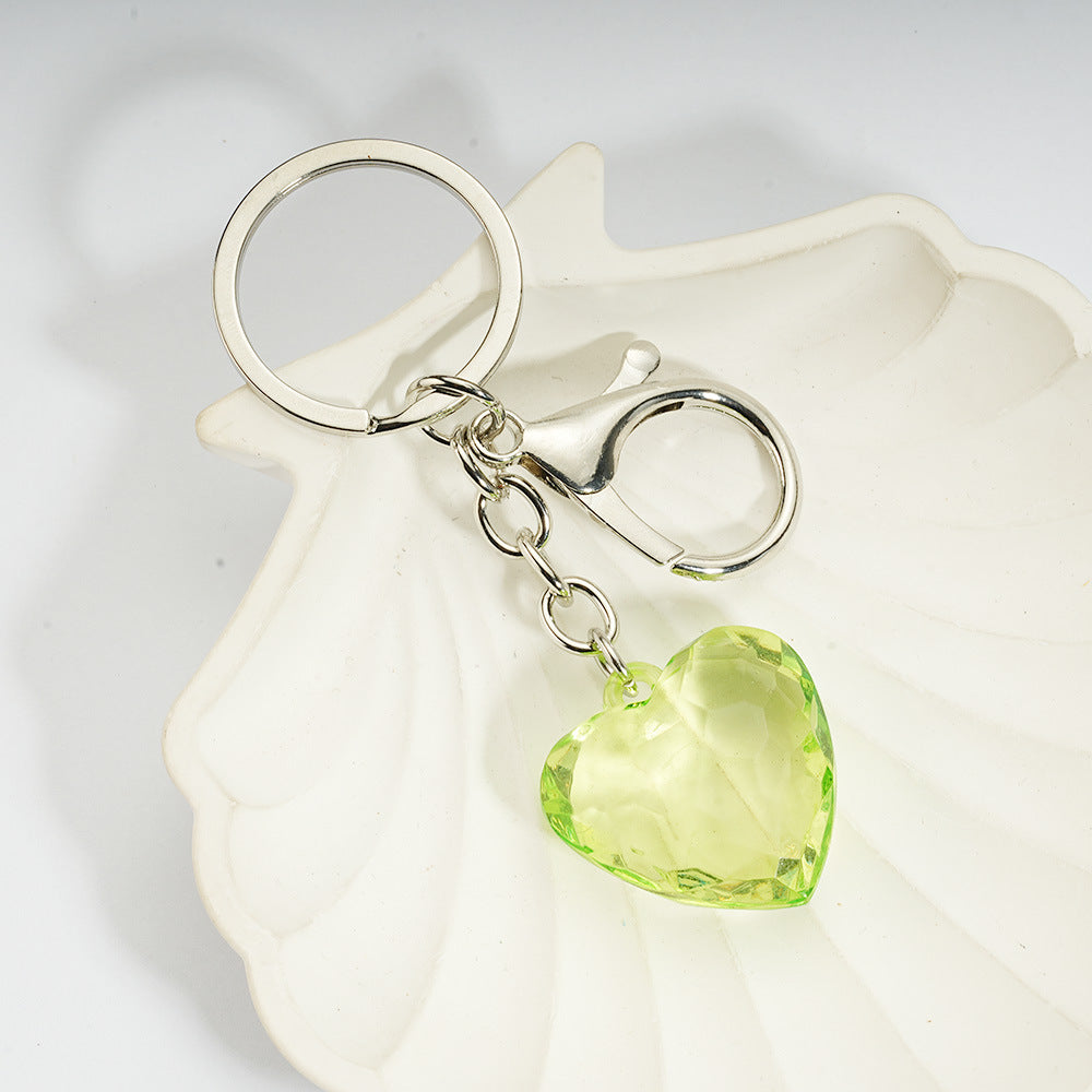 Transparent Heart-Shaped Imitation Crystal Acrylic Peach Heart Pendant Keychain Heart-Shaped Bag Charm