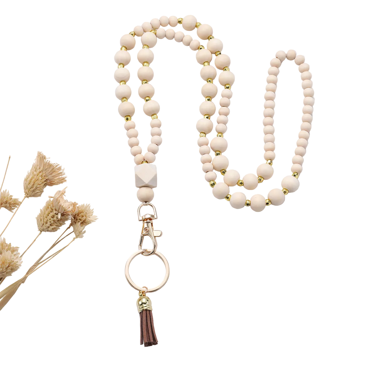 wooden beads handmade keychain rainbow tassel pendant key ring   necklace  card lanyard pendant