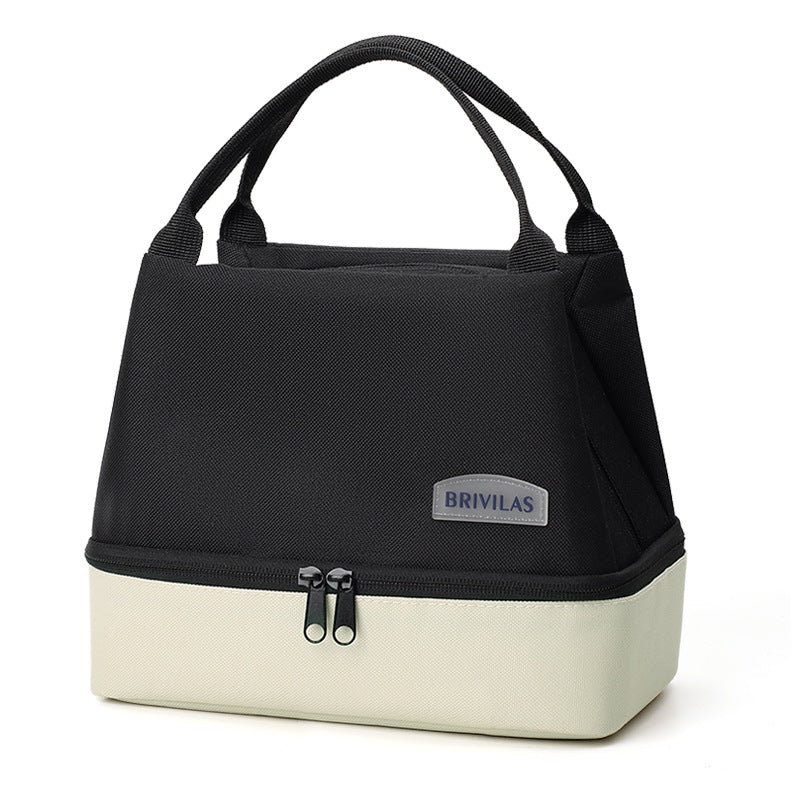 New Dopamine Large-Capacity Double-Layer  Aluminum Foil Thickened Portable Picnic Bag Office Worker Insulated Lunch Bag