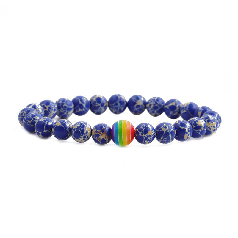 Volcanic Stone Couple Bracelet, Colorful Beads, White Turquoise, Tiger Eye Stone Beaded Bracelet