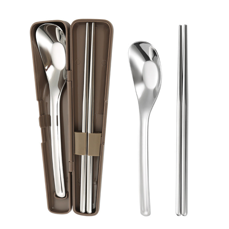 Japanese Style Portable Tableware suit 304 Stainless Steel Piece Piece Spoon Chopsticks Two-piece New Style Outdoor Tableware for Students