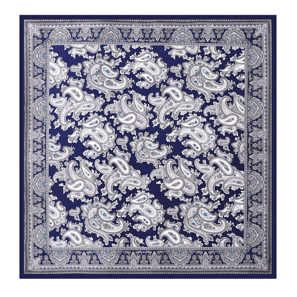 90cm Paisley Silk Scarf for Women, Trendy and Versatile, European and American Style, Imitation Silk Paisley Headscarf Wholesale