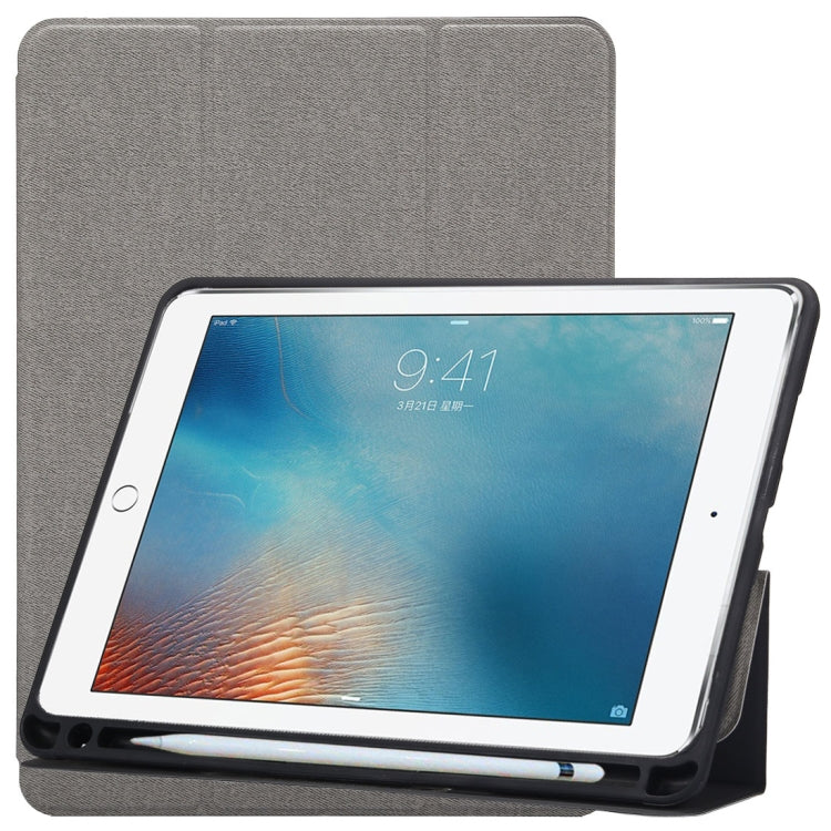 Cloth Texture Pattern Case for iPad 9.7 (2018) & iPad 9.7 inch (2017), with Three-folding Holder & Pen Slots, For iPad 9.7 (2018) & iPad 9.7(2017), For iPad 9.7 (2018) & iPad 9.7 (2017), For  iPad 9.7 (2018) & iPad 9.7, For iPad 9.7 (2018) & iPad 9.7