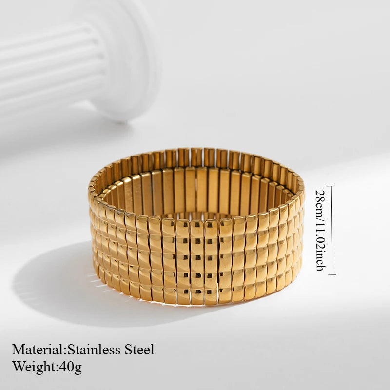 Tejesa  Stainless Steel Gold Plated  Pearl Elastic Bracelet Women /Girls