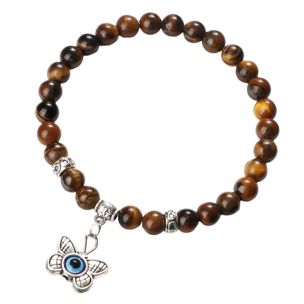 Heamsa 6mm Beads   with Butterfly Pendant  Bracelet for Women