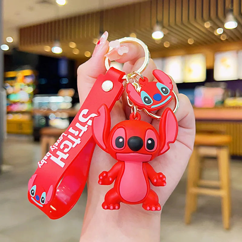 2024 New Purple Stitch Keychain Disney Stitch Figure Doll Keyring Bag Pendent Car Ornaments Key Accessories Kids Toy Xmas Gifts