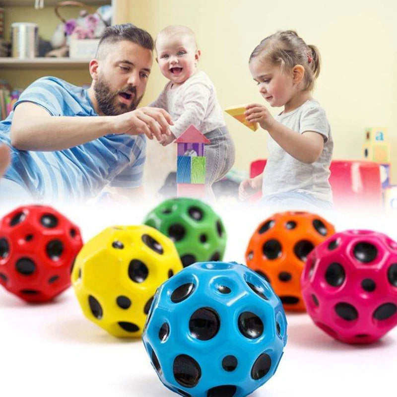Hemasa   4 pcs Super High Bouncing Ball PU Foam Solid Moon Shape Bouncy Ball Kids Indoor Outdoor Sports Stress Relief Toy Sensory Ball for Kids