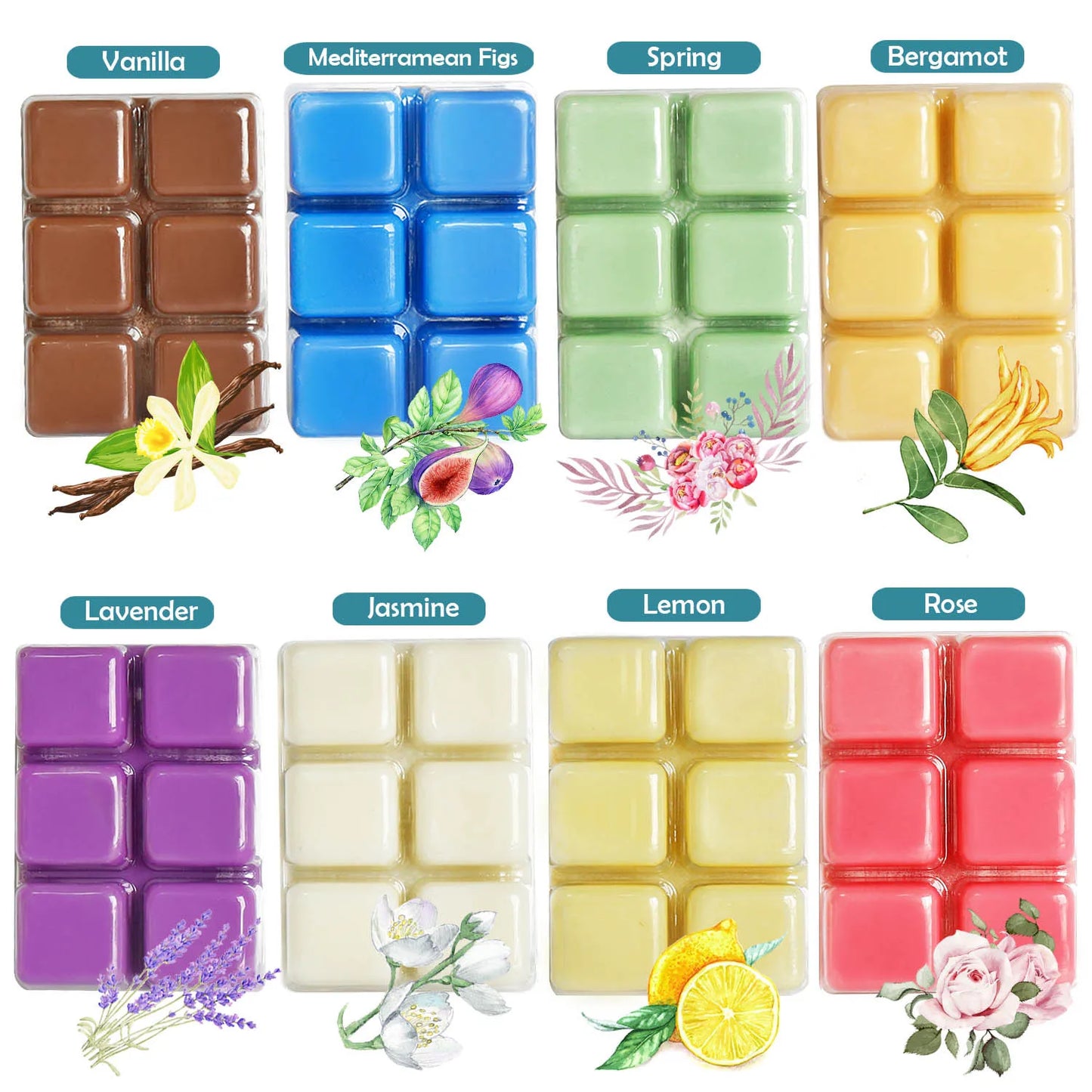 Hemasa 8-box set of scented wax blocks, 8 fragrances including lemon/Rose/Lavender for yoga/gatherings/Sleep