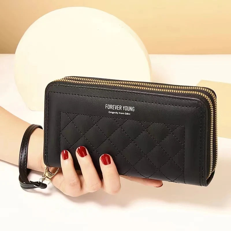 Hemasa Women's Mobile Phone Bag with Double Zipper Wallet large capacity Card Bag Coin Purse